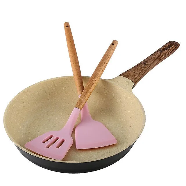 12-Piece: Wood Handle Silicone Kitchenware