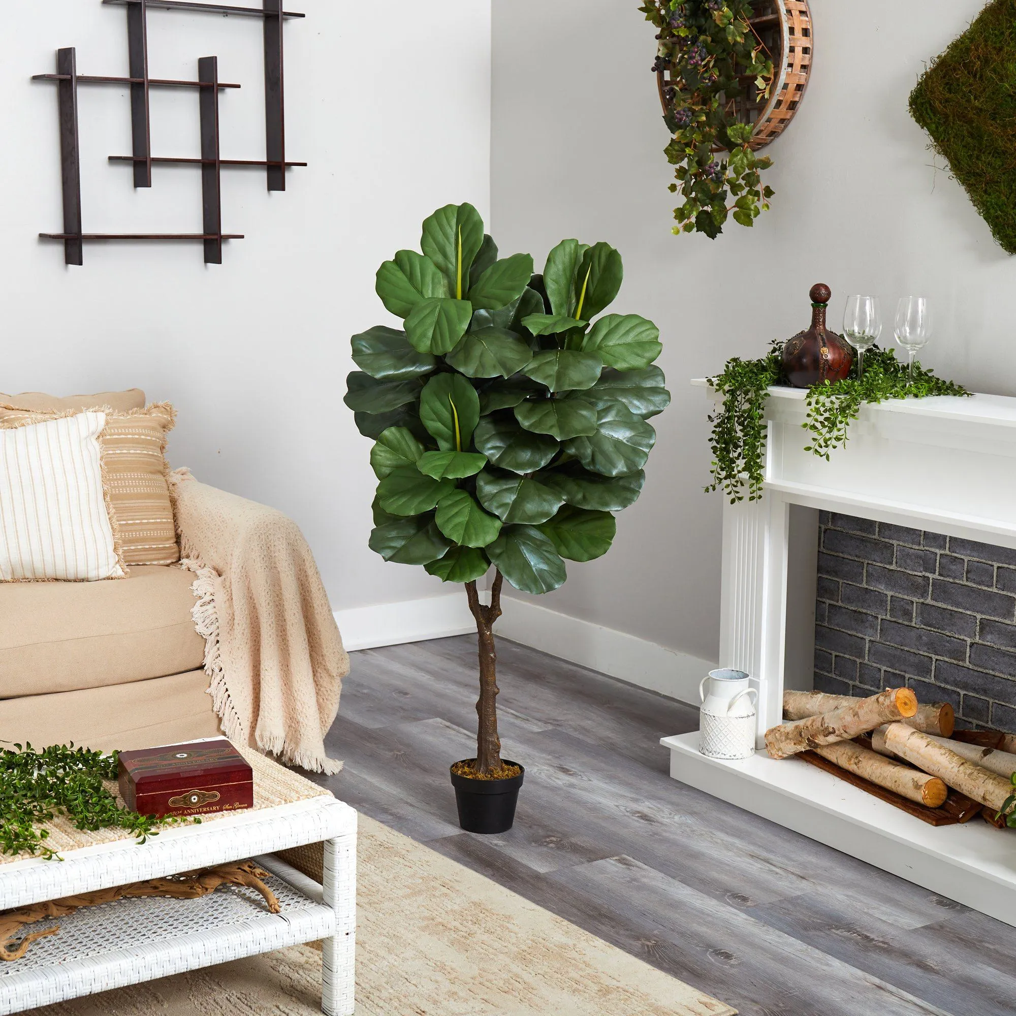 4.5’ Fiddle Leaf Fig Artificial Tree (Indoor/Outdoor)