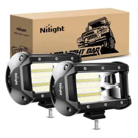 5 Inch 72W 10800LM Double Row Flood Led Light Bars (Pair)