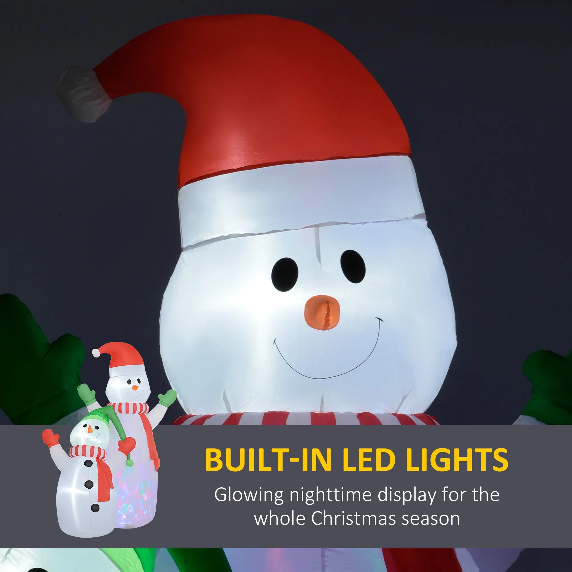 8FT Christmas Inflatable Snowman with Rotating Colorful LED Light