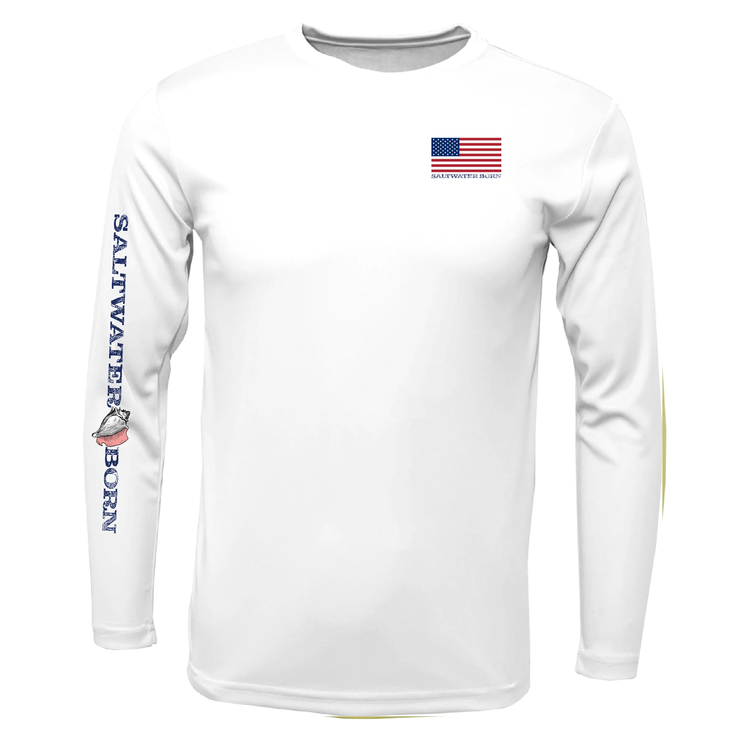 American Flag On Chest Long Sleeve UPF 50  Dry-Fit Shirt