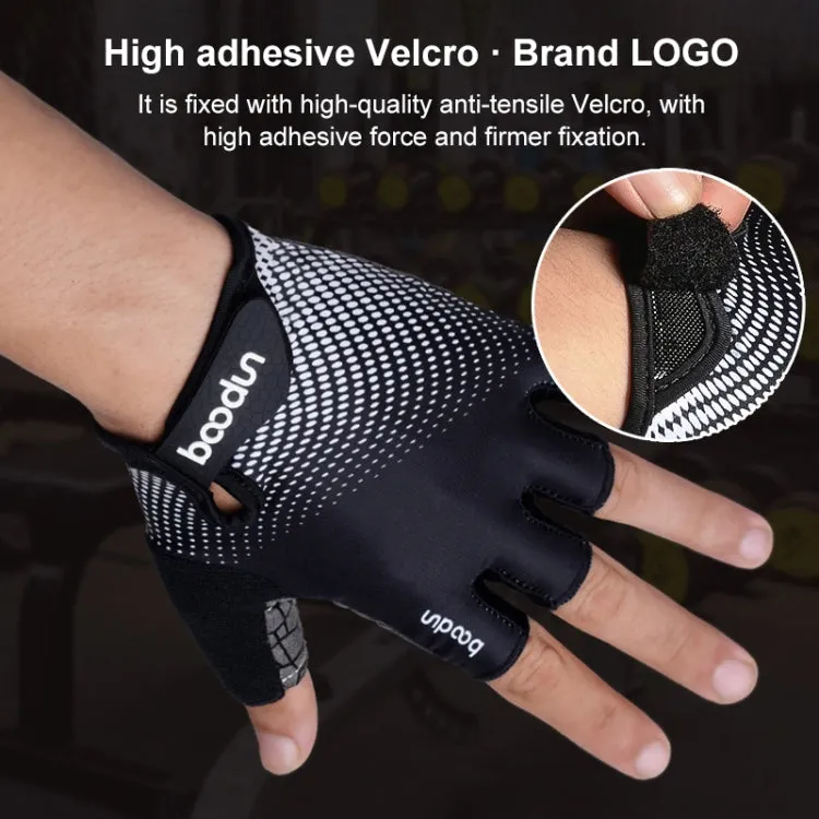 BOODUN 1096 Non-slip Wear-resistant Breathable Fitness Sports Silicone Gloves, Size:S(Green)