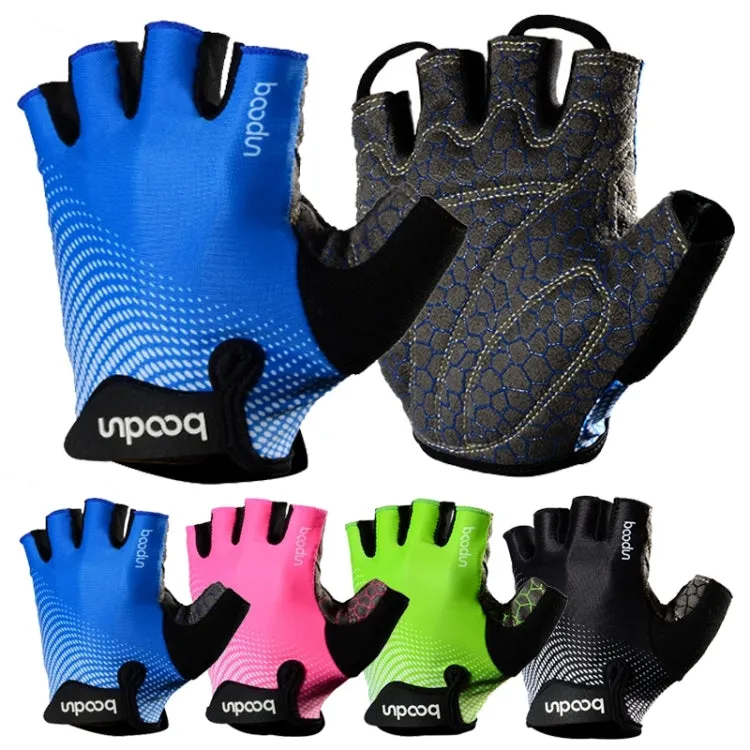 BOODUN 1096 Non-slip Wear-resistant Breathable Fitness Sports Silicone Gloves, Size:S(Green)