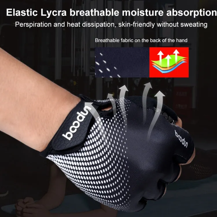 BOODUN 1096 Non-slip Wear-resistant Breathable Fitness Sports Silicone Gloves, Size:S(Green)