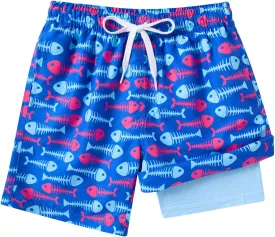Boys Swim Trunks with Compression Liner Casual Bathing Suit for Kids Swim Shorts 6-18 Years