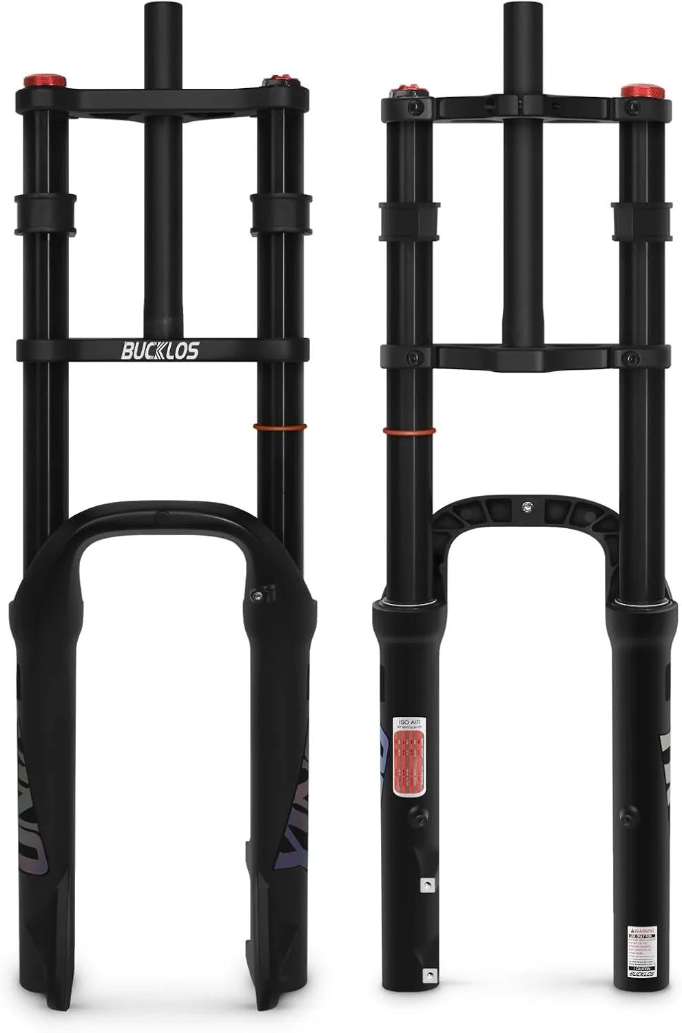BUCKLOS 20 x 4.0 inch Fat Tire Electric Bike Air Suspension Fork Travel 180mm, QR 9 x 135mm Straight Tube 1 1/8 MTB Dual Crown Bicycle Front Forks Disc Brake for Ebike Snow Beach Mountain Bike ect