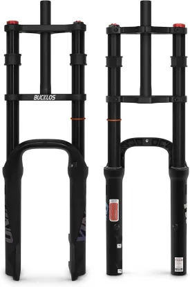 BUCKLOS 20 x 4.0 inch Fat Tire Electric Bike Air Suspension Fork Travel 180mm, QR 9 x 135mm Straight Tube 1 1/8 MTB Dual Crown Bicycle Front Forks Disc Brake for Ebike Snow Beach Mountain Bike ect