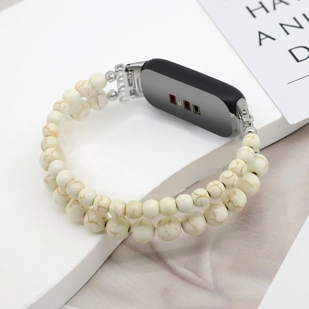 C&L Accessories Bracelets Compatible with Fitbit Inspire 3 Bands for Women Beaded Wristband Adjustable Gemstone Replacement Straps