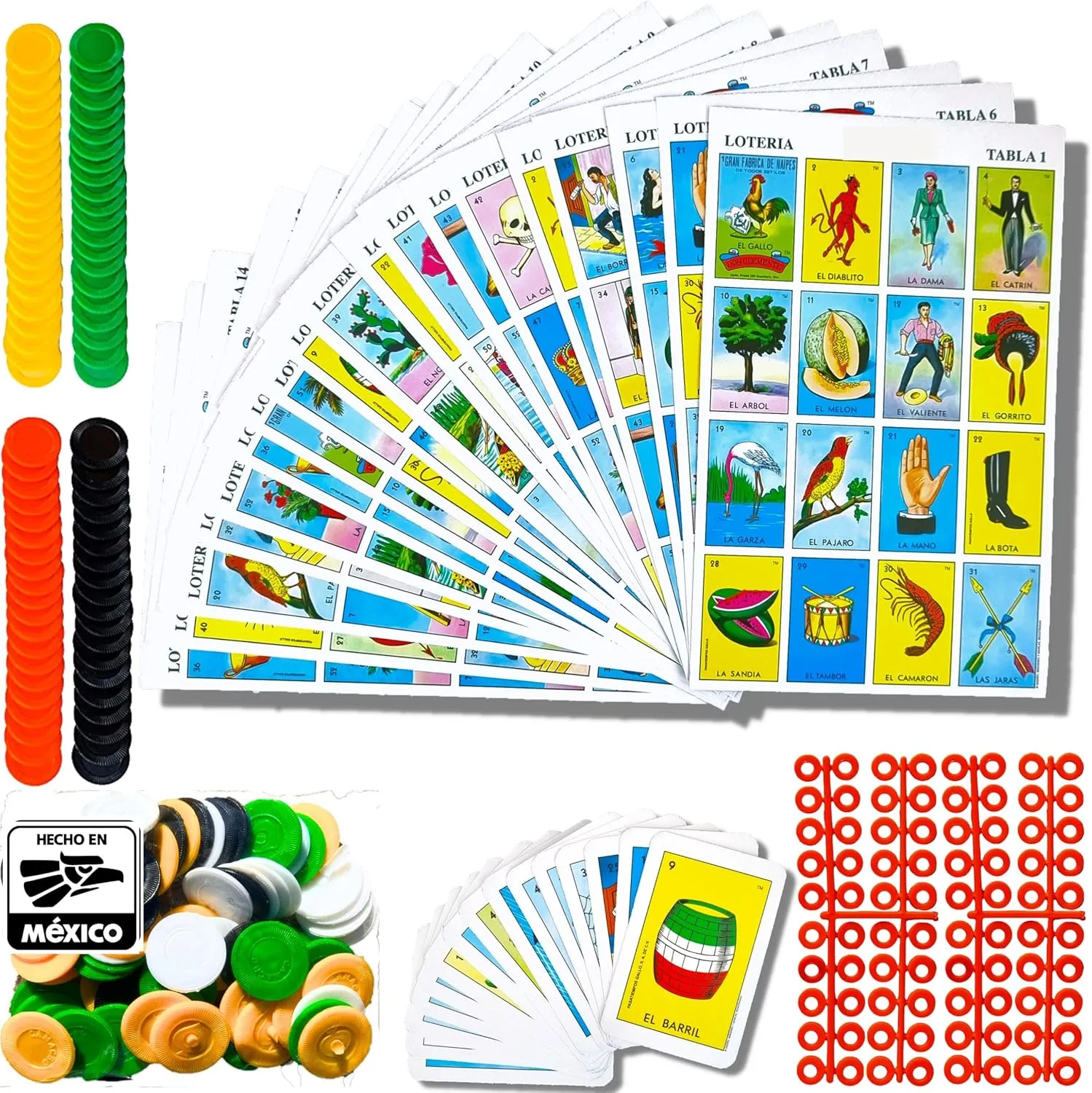Cuitxi The Loteria Mexican Bingo Game with 100 Bingo Chips for 20 Players - Loteria de lujo Mexicana - Loteria Mexicana - Juegos de mesa - Spanish Games Board