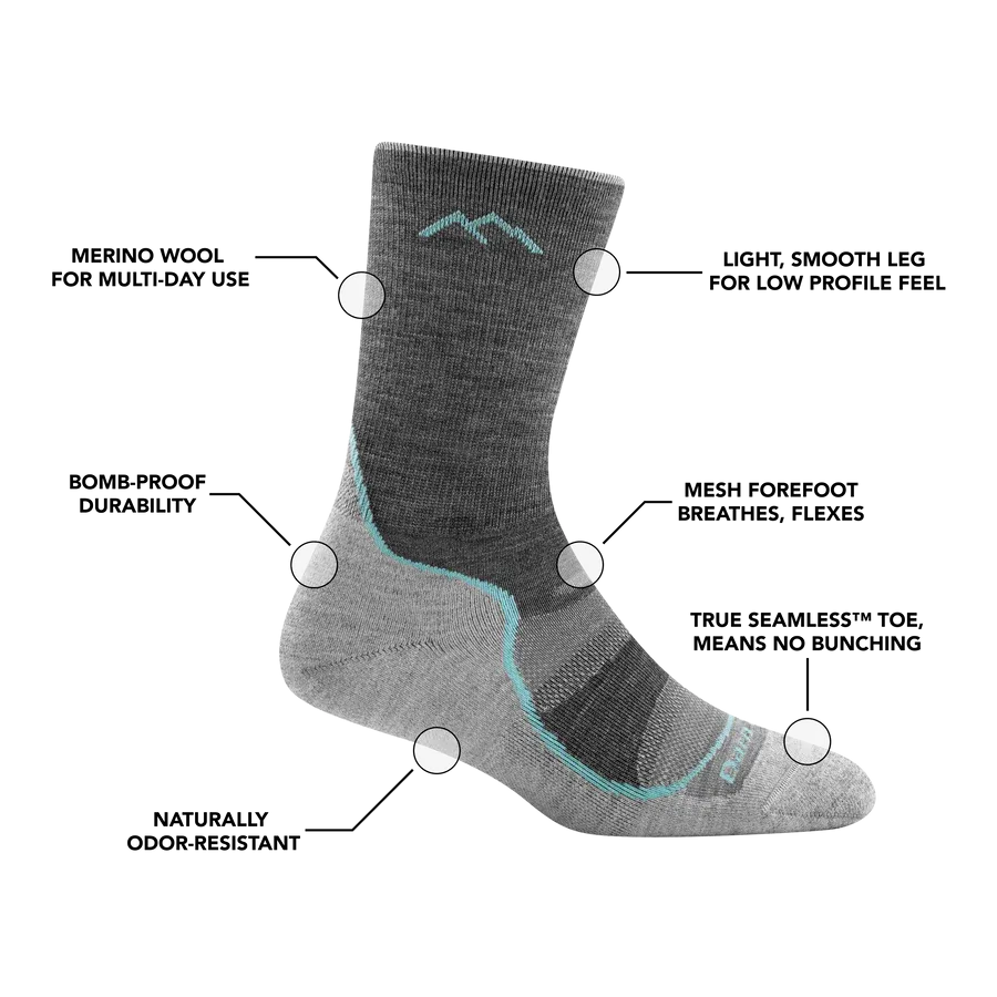 Darn Tough Women's Light Hiker Micro Crew Lightweight Hiking Socks