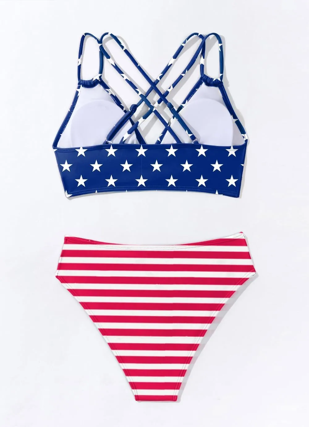 Fanuerg Women's Sexy V Neck Bikini Sets Hollow Out Two Piece Swimsuits Cutout Mid Waist Bathing Suit
