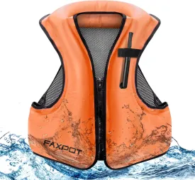 Faxpot Inflatable Snorkel Vest Adult, Snorkeling Vest for Men & Women, Portable Inflatable Swim Vest Jacket, Buoyancy Vest for Snorkeling/Surfing/Swimming, Buoyancy 220 lbs 