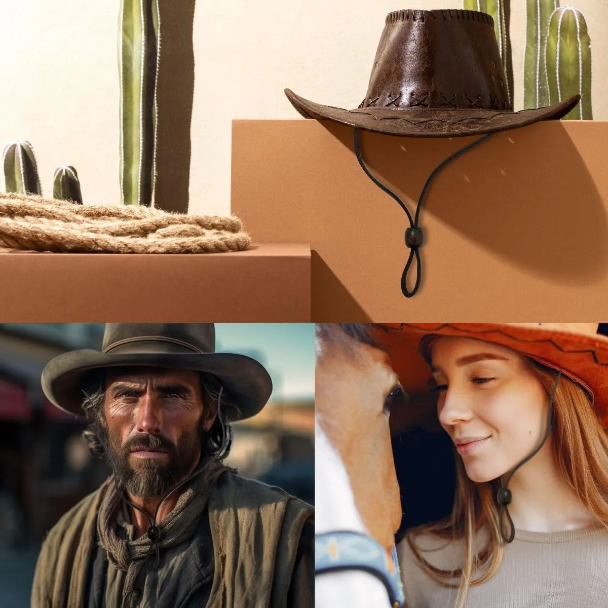 Gamboa 100% Leather Hat Chin Strap for Men and Women Removable Hat Chin Cord for Cowboy and Sun Hats