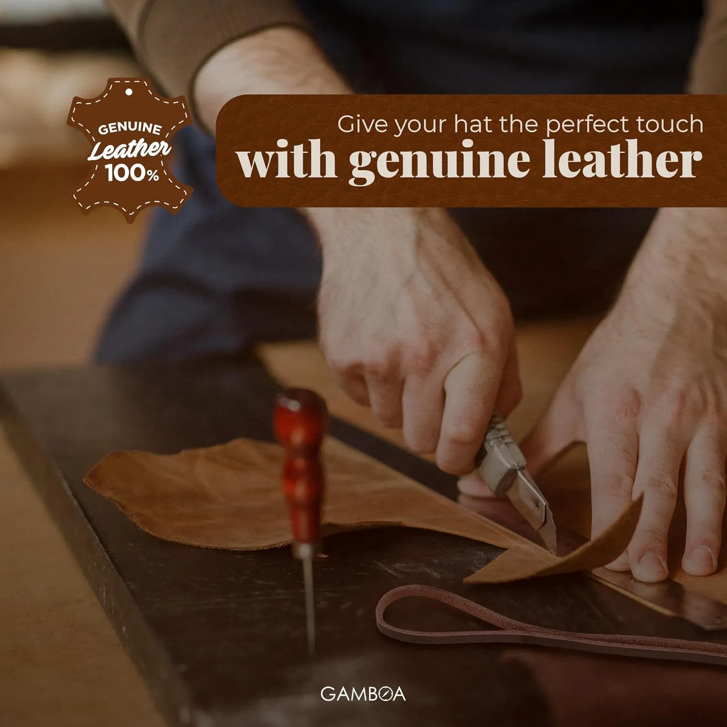 Gamboa 100% Leather Hat Chin Strap for Men and Women Removable Hat Chin Cord for Cowboy and Sun Hats
