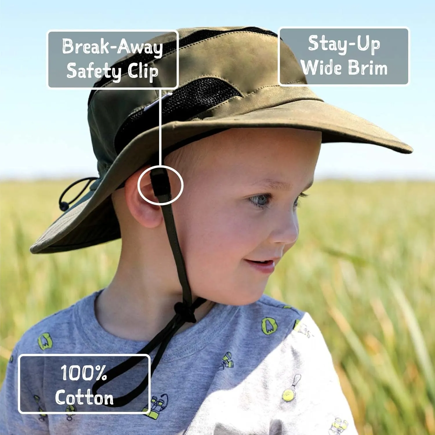 JAN & JUL Junior Jasper Hat for Kids, 50  UPF Cotton, Size Adjustable