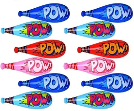 Kicko Jumbo Inflatable Baseball Bats - 12 Pack - Assorted Colors - Giant Pow Action Kicko Jumbo Inflatable Baseball Bats - 12 Pack - Assorted Colors - Giant Pow Action