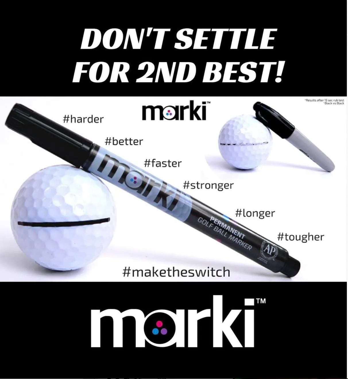 Marki Permanent Golf Ball Marker - Designed Specifically for Golfers, 8 Bold Colours Available