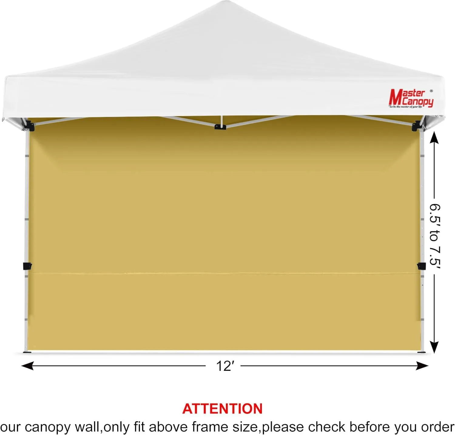 MASTERCANOPY Instant Canopy Tent Sidewall for 12x12 Pop Up Canopy, 1 Piece, Beige