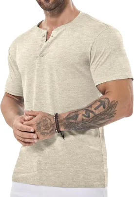 Mens Henley Shirt Dry Fit Tech 3 Button Slim Fit Quick Dry Gym Tshirt Short Sleeve Lightweight Casual T Basic Tee