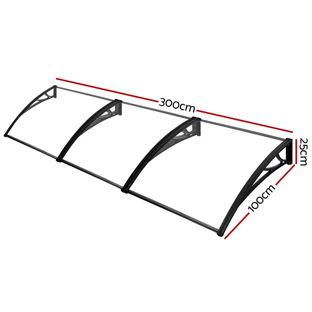 Outdoor DIY Door Window Awning French Style Cafe Canopy Sun Shield Rain Cover 1 x 3m