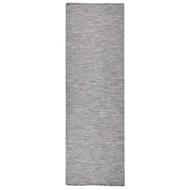 Outdoor Flatweave Rug 80x250 cm Brown and Blue