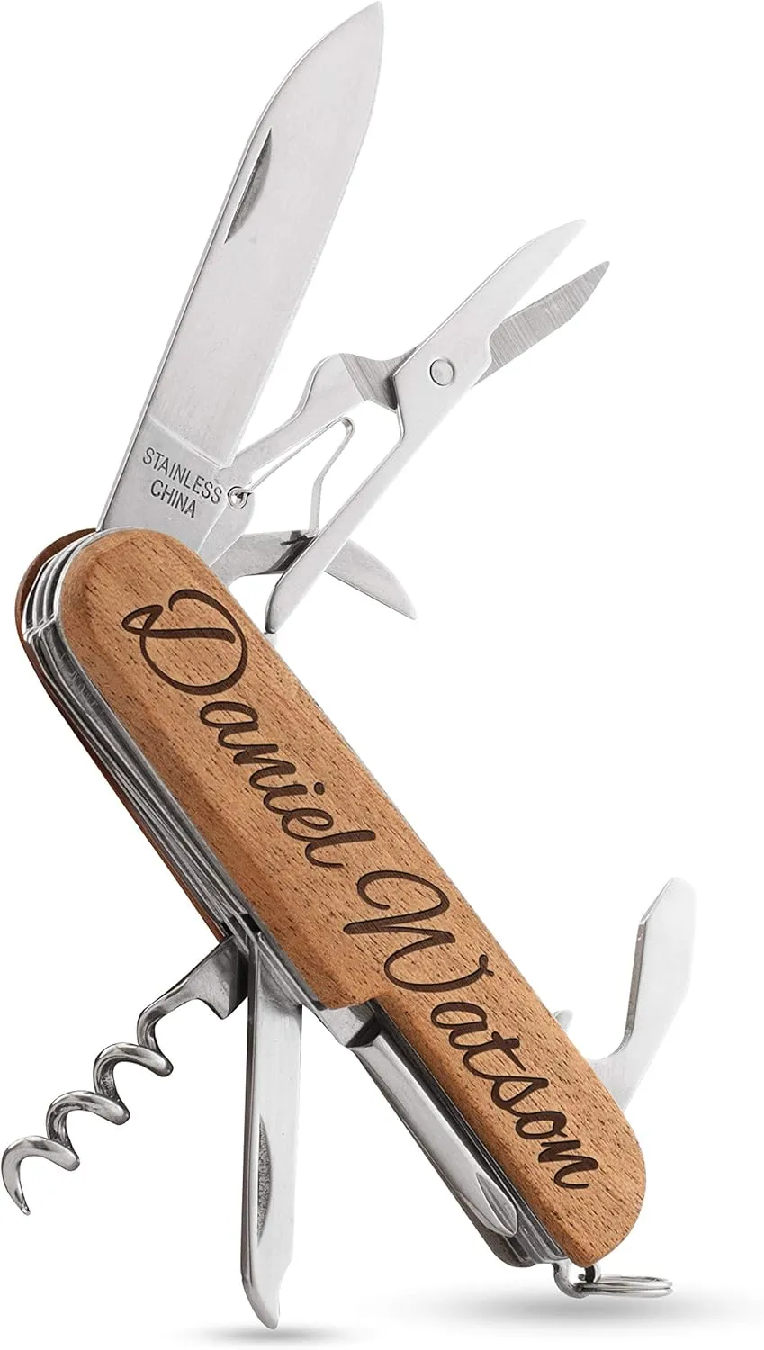 Personalized Pocket Knife, Personalized 8-Function Multi-Tool Pocket Knife, Custom Knives, Engraved Names, Groomsmen Gift, Gift for Him