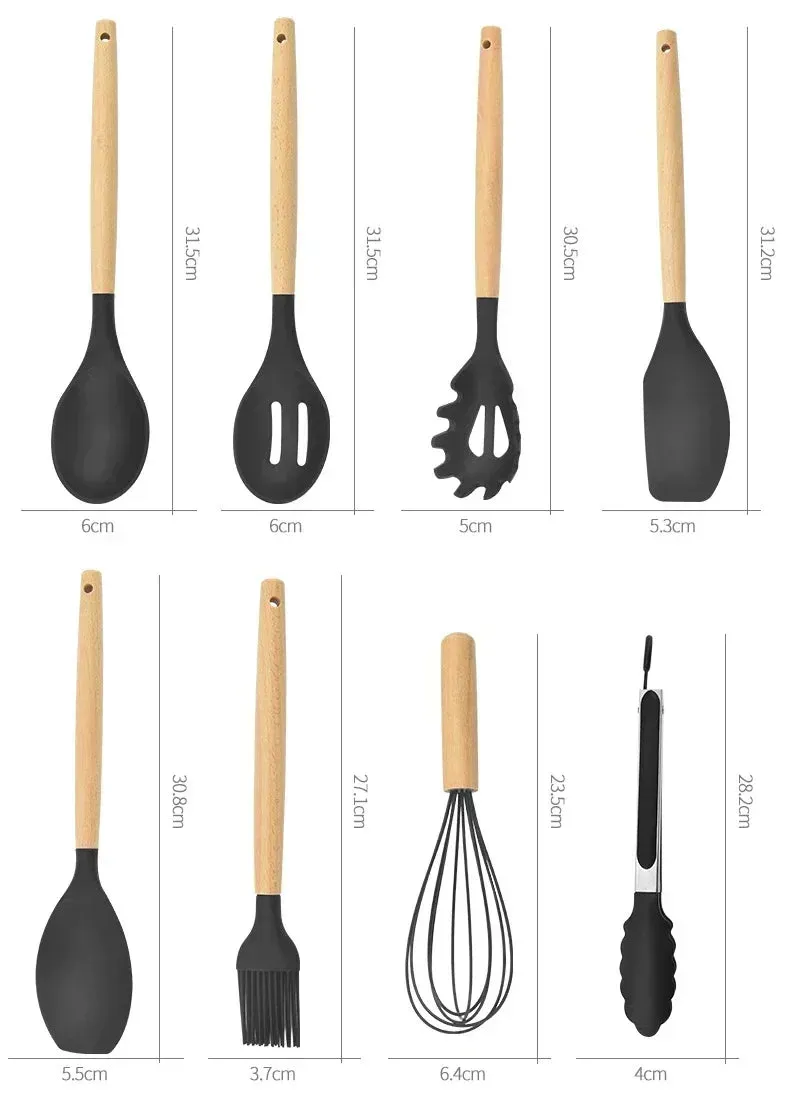 Pink 12PCS Silicone Kitchen Utensil Set