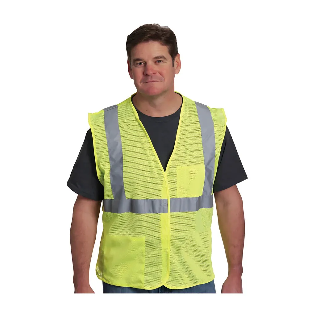 PIP 302-0702-LY/L ANSI Type R Class 2 Two Pocket Value Mesh Vest