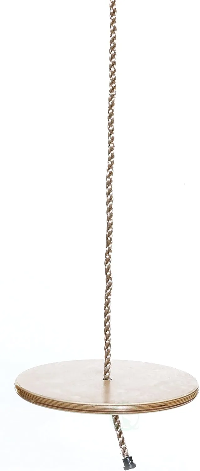 PLAYBERG Wooden Round Disc Plate Swing Seat with Hanging Rope