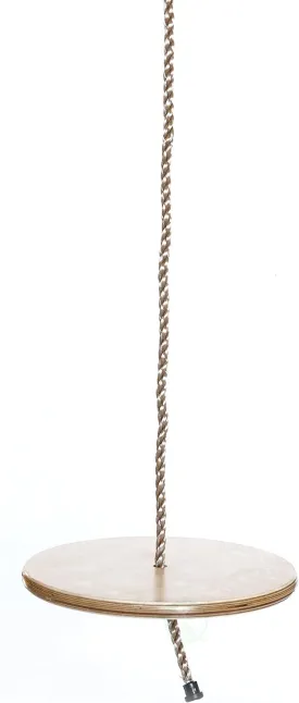 PLAYBERG Wooden Round Disc Plate Swing Seat with Hanging Rope