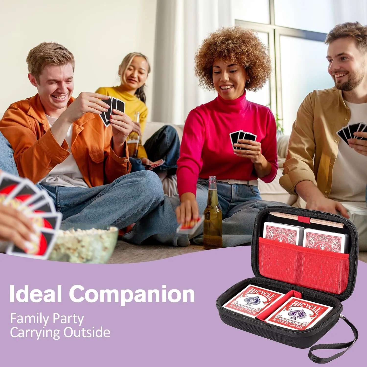 ProCase Hard Playing Card Game Carrying Case, Travel Storage Box Holds 300  Trading Cards, Bag Holder for Classic Board Game UNO, Five CrownsSKYJO, PlayMonster and More (Case Only) -Black