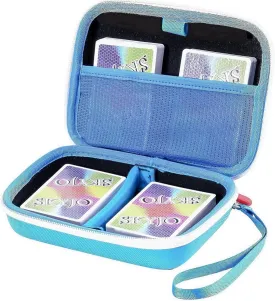 ProCase Hard Playing Card Game Carrying Case, Travel Storage Box Holds 300  Trading Cards, Bag Holder for Classic Board Game UNO, Five CrownsSKYJO, PlayMonster and More (Case Only) -Blue