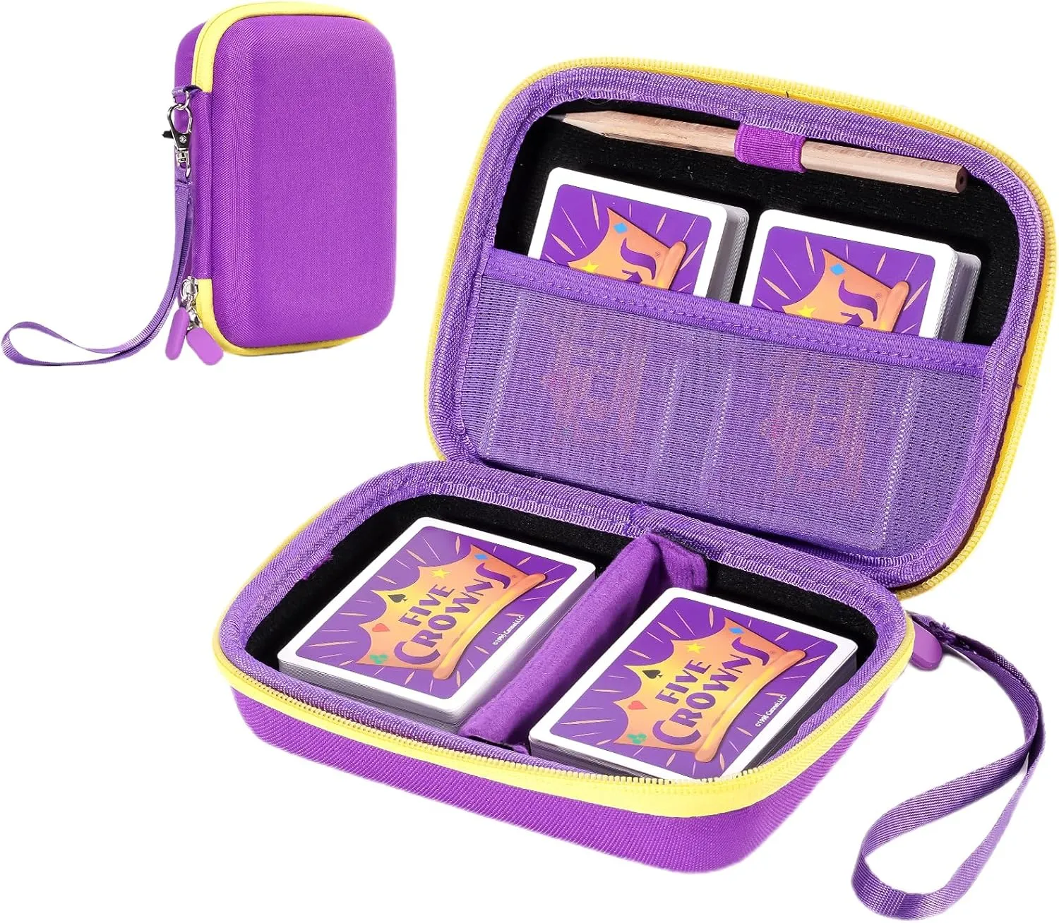 ProCase Hard Playing Card Game Carrying Case, Travel Storage Box Holds 300  Trading Cards, Bag Holder for Classic Board Game UNO, Five CrownsSKYJO, PlayMonster and More (Case Only) -Purple