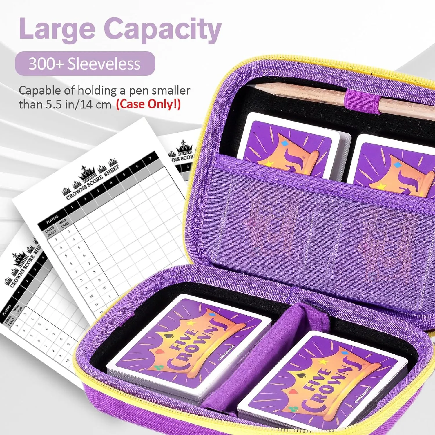 ProCase Hard Playing Card Game Carrying Case, Travel Storage Box Holds 300  Trading Cards, Bag Holder for Classic Board Game UNO, Five CrownsSKYJO, PlayMonster and More (Case Only) -Purple