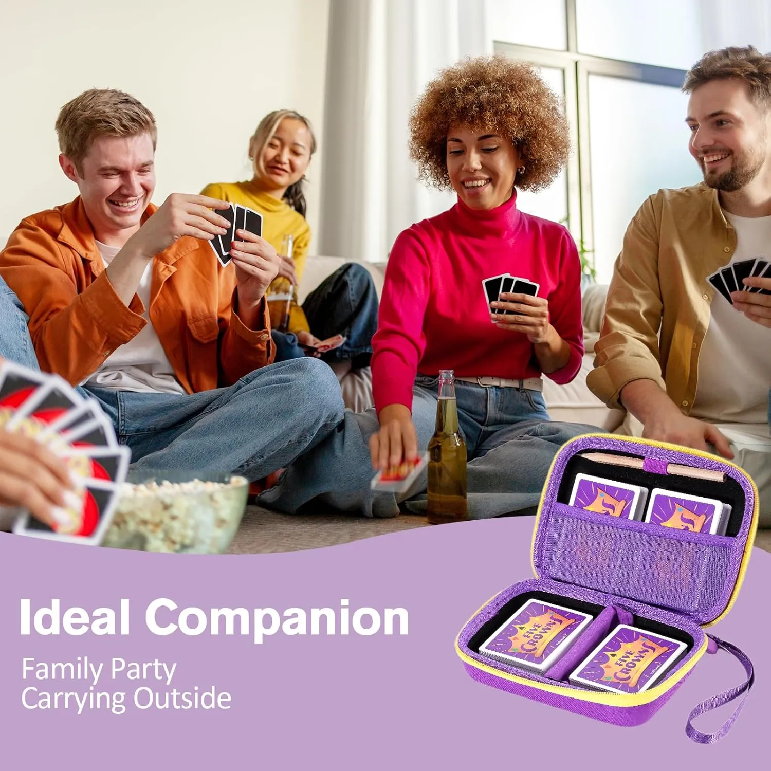 ProCase Hard Playing Card Game Carrying Case, Travel Storage Box Holds 300  Trading Cards, Bag Holder for Classic Board Game UNO, Five CrownsSKYJO, PlayMonster and More (Case Only) -Purple