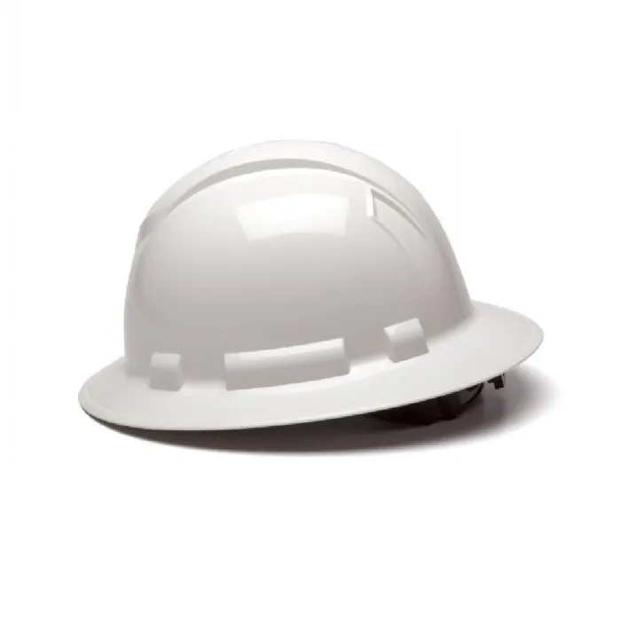 Pyramex Ridgeline HP54110 4 Point Standard Ratchet Full Brim Hard Hat, White, One Size, 1 Each