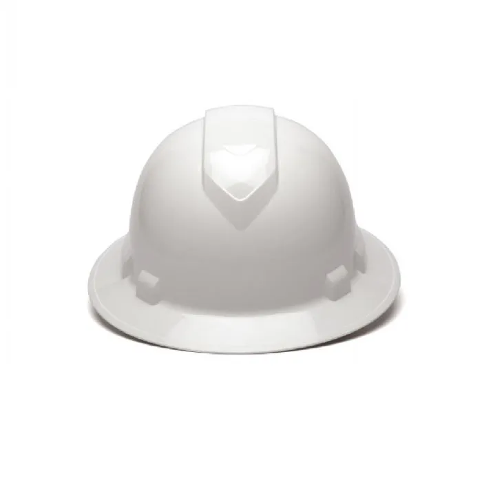 Pyramex Ridgeline HP54110 4 Point Standard Ratchet Full Brim Hard Hat, White, One Size, 1 Each