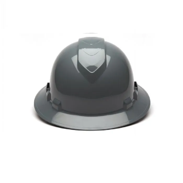 Pyramex Ridgeline HP54113V 4 Point Vented Ratchet Full Brim Hard Hat, Slate Gray, One Size, 1 Each