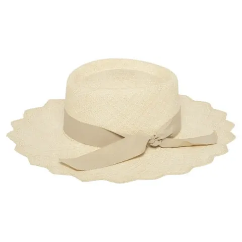 Sarah J Curtis Scalloped Elegance Hat with ivory ribbon