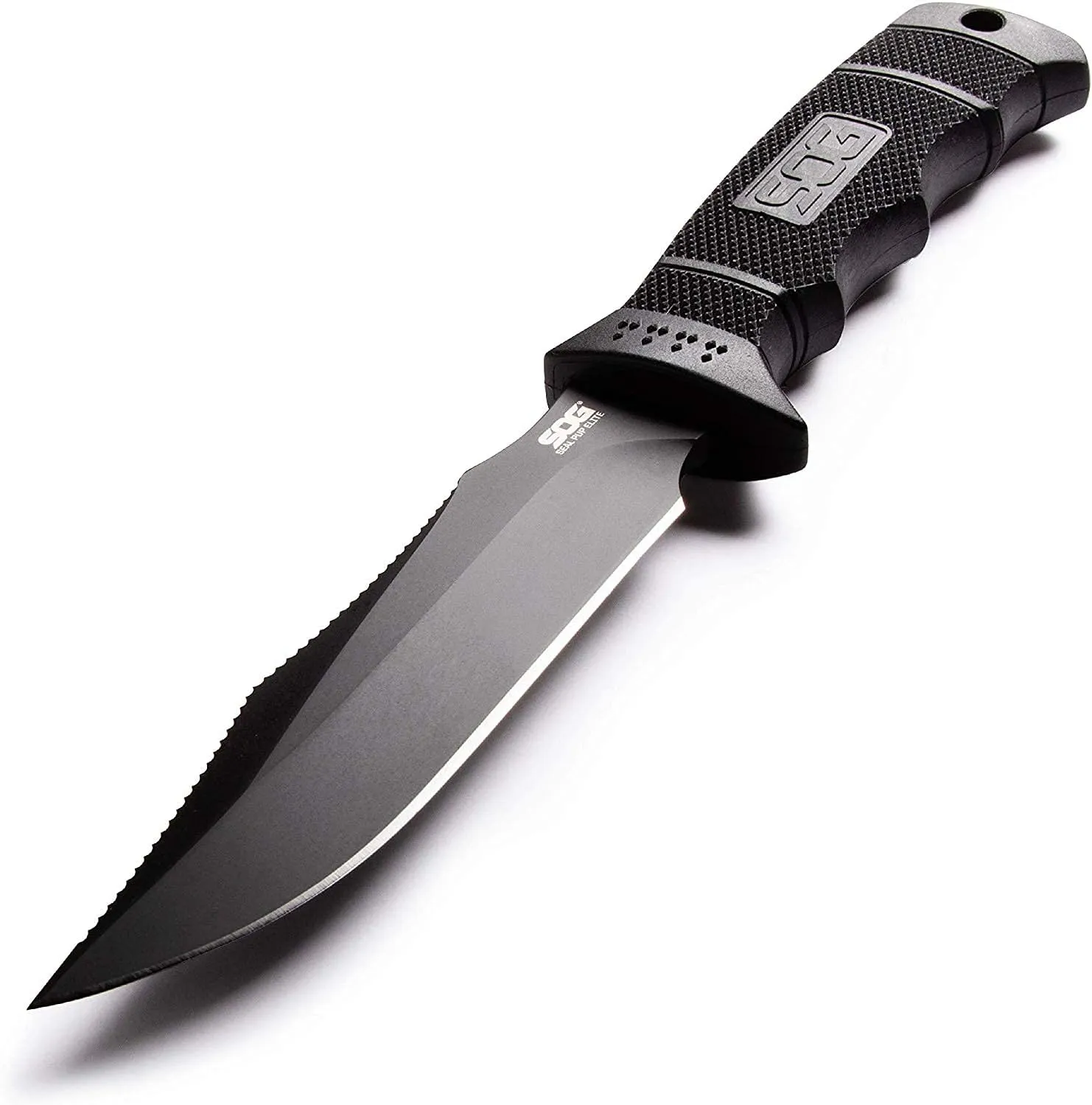 SOG Fixed Blade Knives with Sheath - SEAL Pup Elite Survival Knife, Hunting Knife w/ 4.85 Inch AUS-8 Bowie Knife Blade for a Tactical Knife (E37SN-CP)