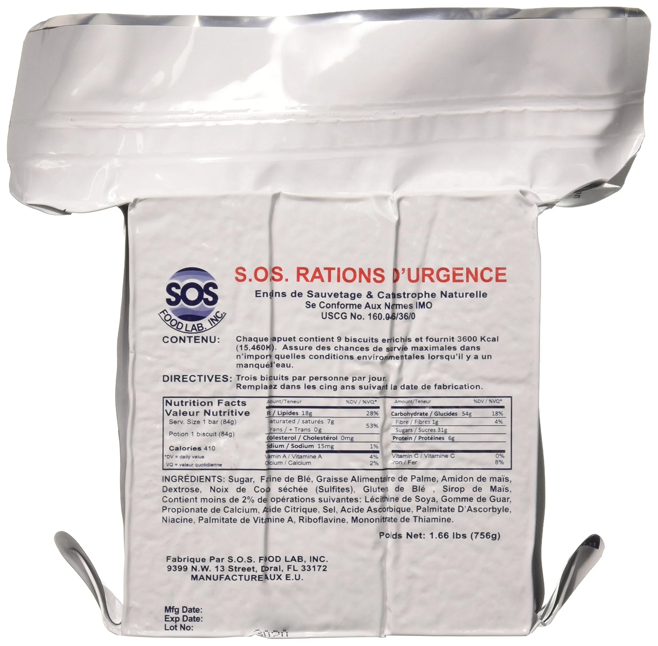 SOS Food Labs - Emergency Ration Bars - 3 Day / 72 Hour Pack