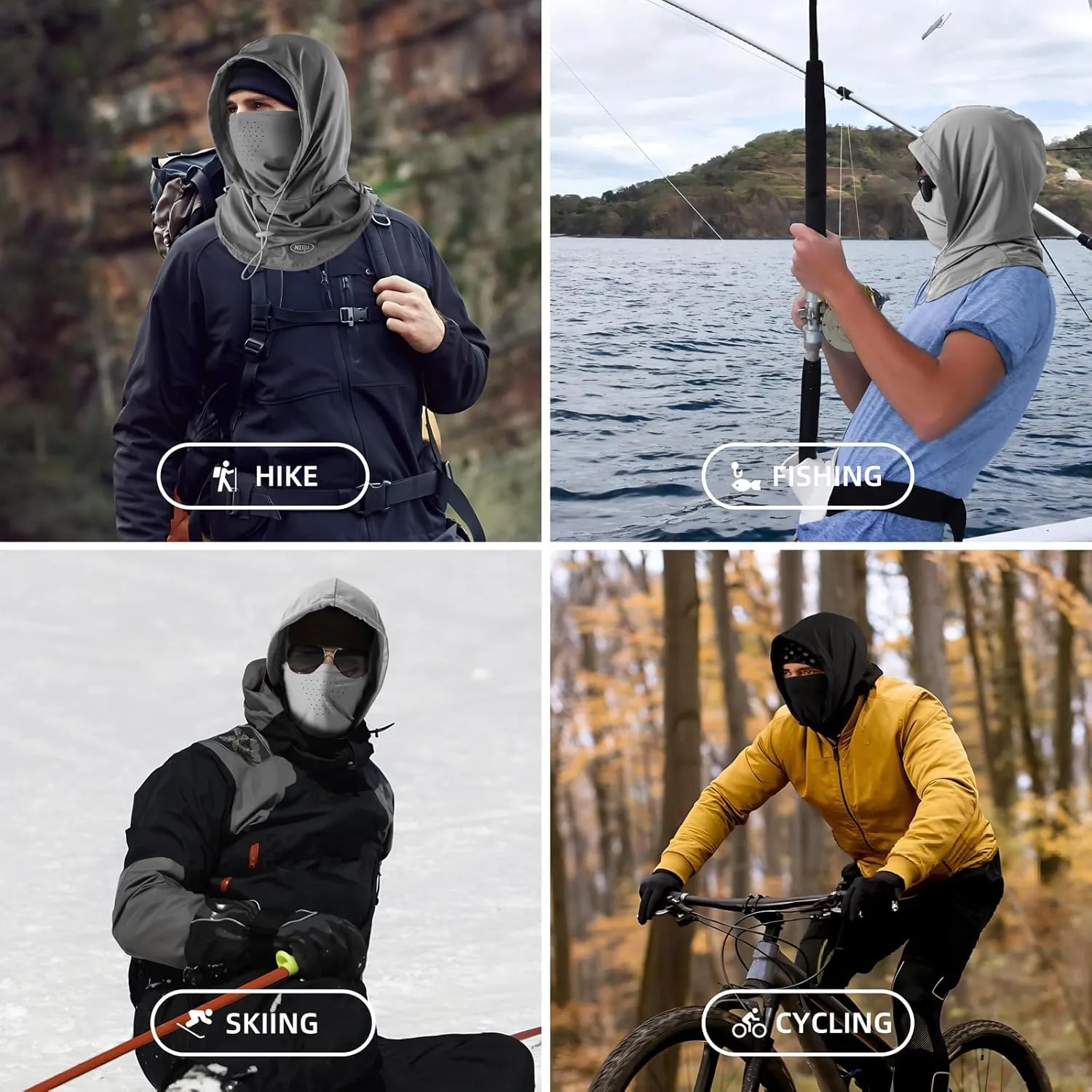 Summer Balaclava Face Mask with Breathable Holes Sun Face Shield UV Protection Full Head Mask for Men Women Fishing Cycling