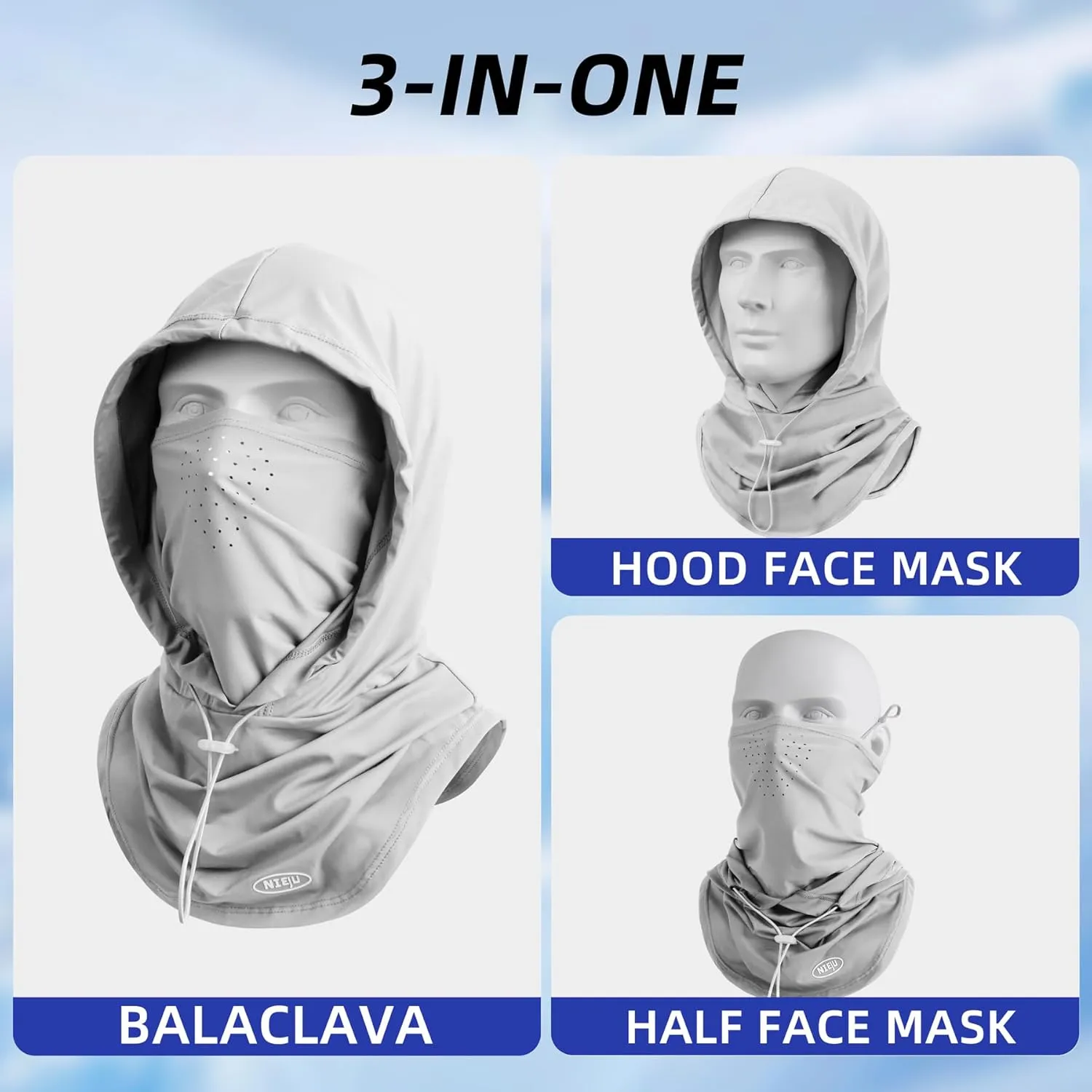 Summer Balaclava Face Mask with Breathable Holes Sun Face Shield UV Protection Full Head Mask for Men Women Fishing Cycling