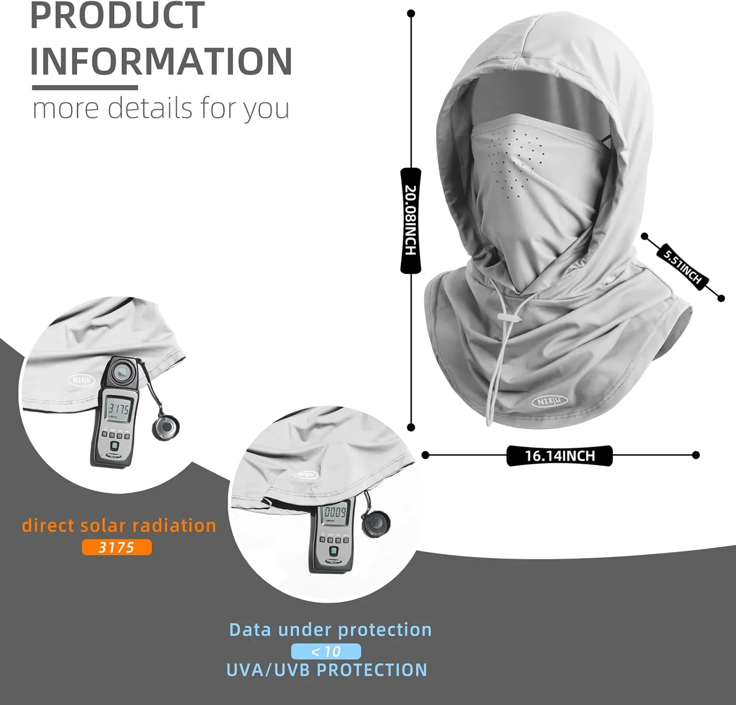 Summer Balaclava Face Mask with Breathable Holes Sun Face Shield UV Protection Full Head Mask for Men Women Fishing Cycling