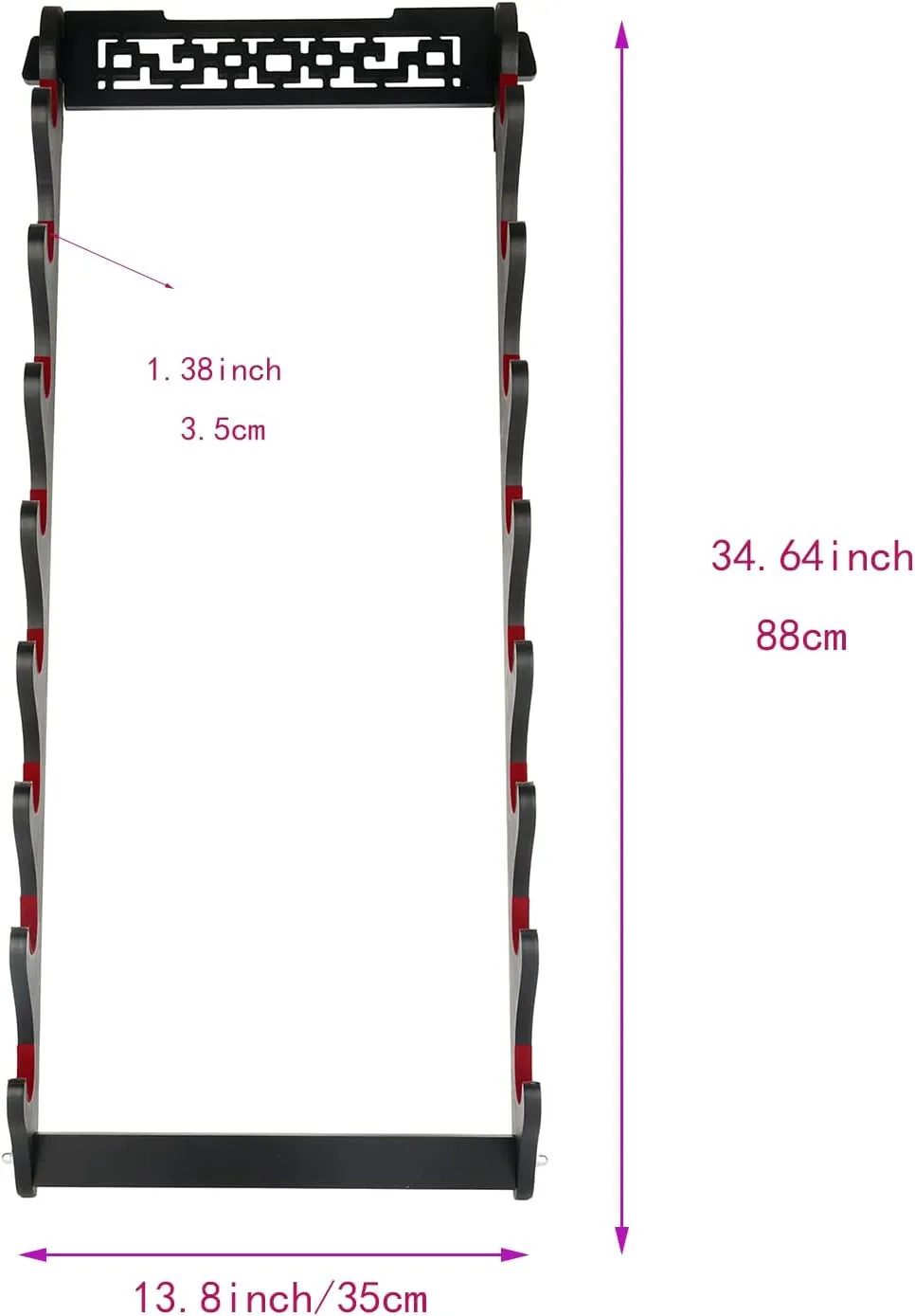 Sword Holder Katana Wall Mount - 8 Tier Samurai Sword Display Rack Wand Wakizashi Tanto Wall Hanger Sword Rack Sword Stand Display