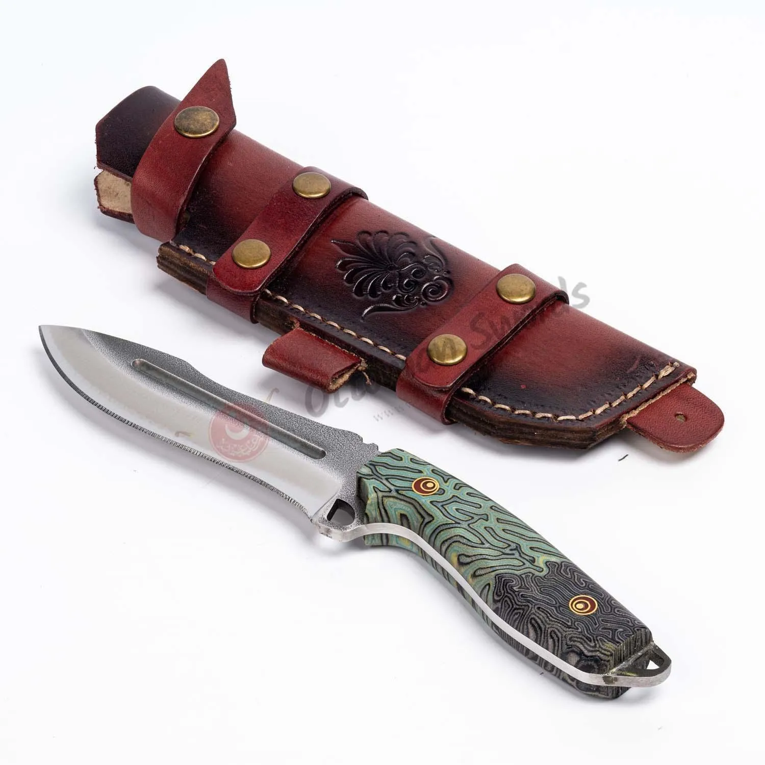 Tactical Survival Knife N690 Steel Grooved 10"