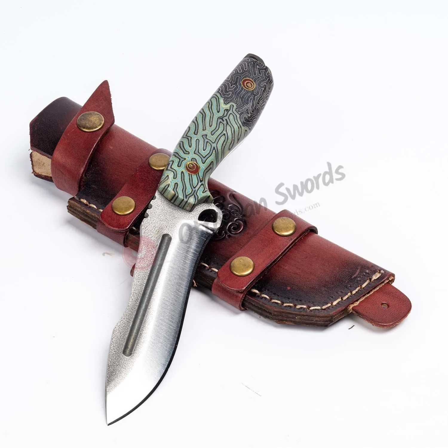 Tactical Survival Knife N690 Steel Grooved 10"