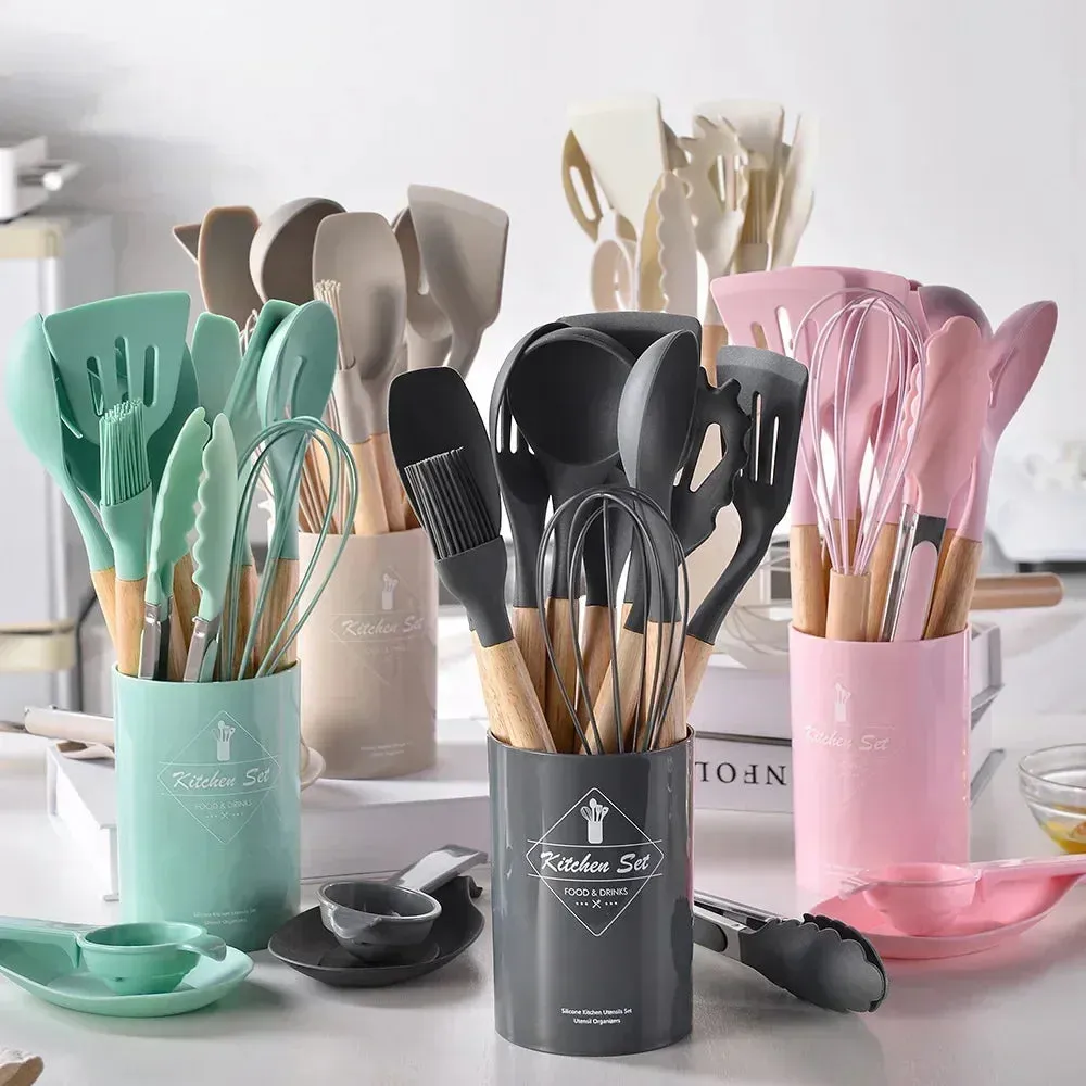 Teal 12PCS Silicone Kitchen Utensil Set