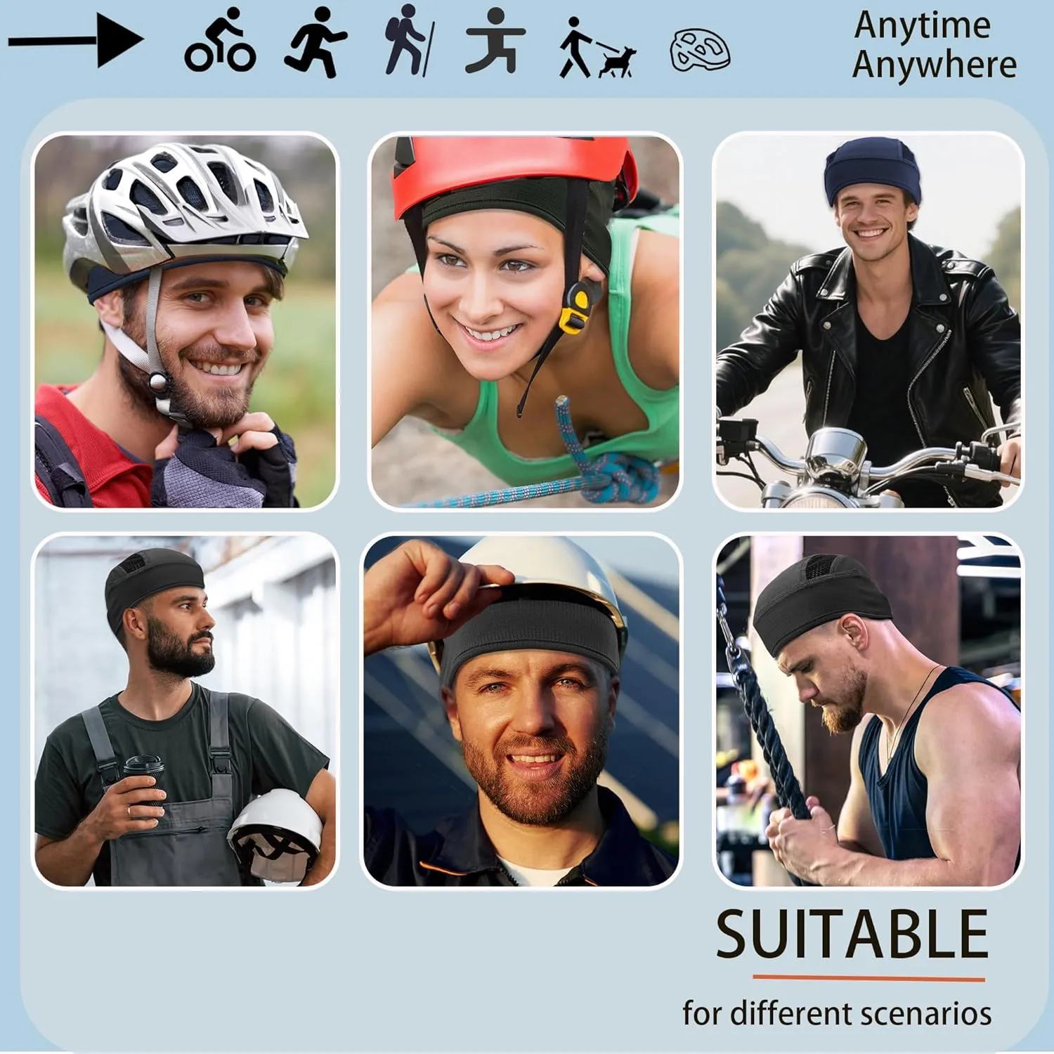 vidsel Skull Cap Cooling Helmet Liner Beanie Breathable Mesh Sweat Wicking Cycling Running Hat for Men Women