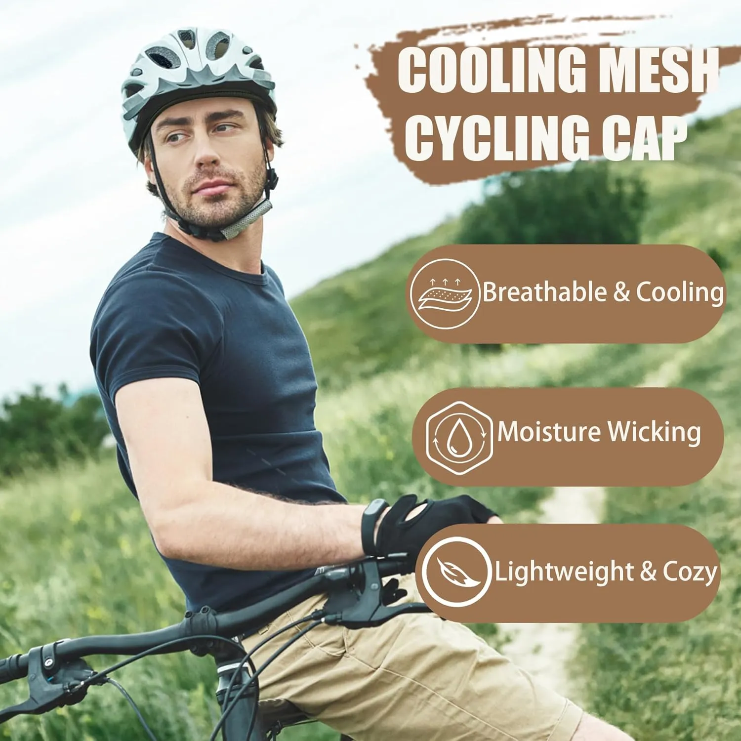 vidsel Skull Cap Cooling Helmet Liner Beanie Breathable Mesh Sweat Wicking Cycling Running Hat for Men Women